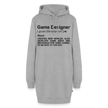 Game Designer Wörterbuch - Hoodie-Kleid - Grau meliert - Vorne