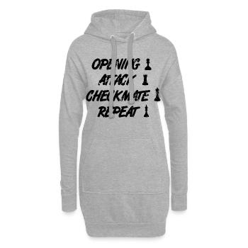 Eröffnungszug Schachmatt Wiederholung - Hoodie-Kleid - Grau meliert - Vorne