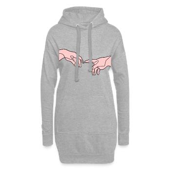 Die Erschaffung der Hände Adams - Hoodie-Kleid - Grau meliert - Vorne