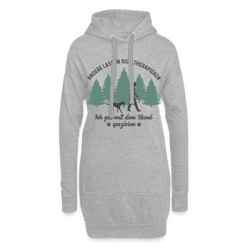 Mann mit Hund Gassi gehen Therapie Hundebesitzer - Hoodie-Kleid - Grau meliert - Vorne
