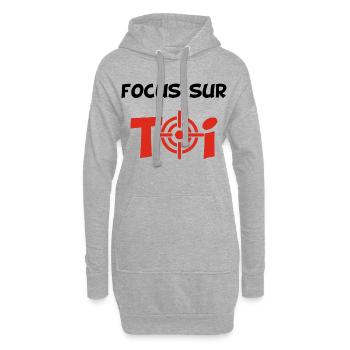 Focus sur toi (noir) - Sweat-shirt à capuche long Femme - gris chiné - Devant