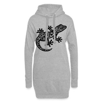 Lézard tribal - Sweat-shirt à capuche long Femme - gris chiné - Devant