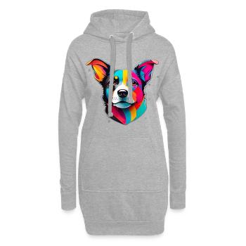 colorful dog face - Hoodie-Kleid - Grau meliert - Vorne