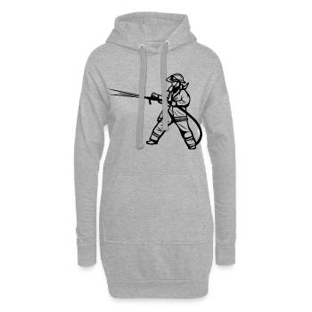 Pompier - Sweat-shirt à capuche long Femme - gris chiné - Devant