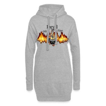 Flamme du Crâne du Diable en Feu - Sweat-shirt à capuche long Femme - gris chiné - Devant