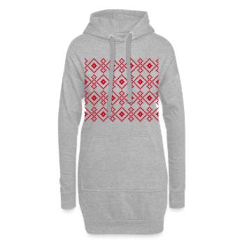 Weihnachtlicher einfarbiger Pullover (rot) - Hoodie-Kleid - Grau meliert - Vorne