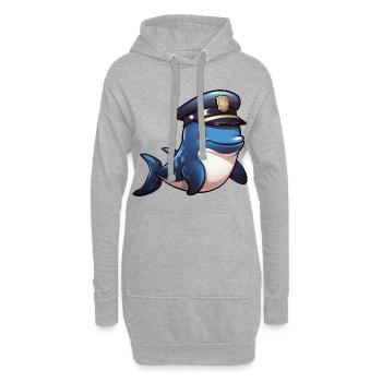 Baleine de la police - Sweat-shirt à capuche long Femme - gris chiné - Devant
