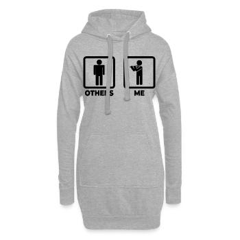 Flöte Strichmännchen - Hoodie-Kleid - Grau meliert - Vorne