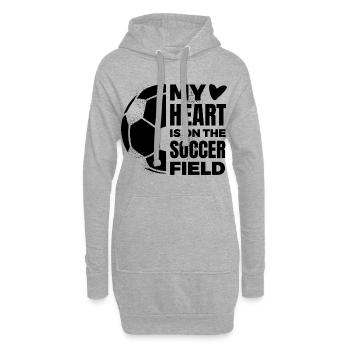 Mon cœur est sur le terrain de football - Sweat-shirt à capuche long Femme - gris chiné - Devant