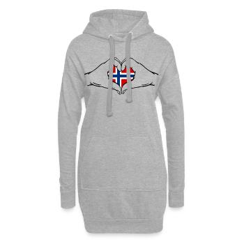 Norway Flag Hands Heart Shape - Hoodie Dress - heather grey - Front