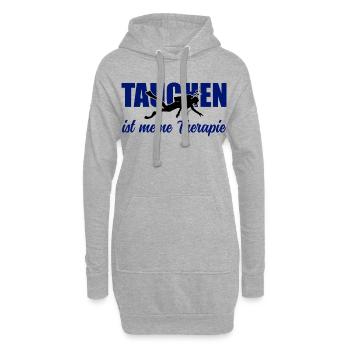 Tauchen ist meine Therapie – Taucher-Spruch - Hoodie-Kleid - Grau meliert - Vorne