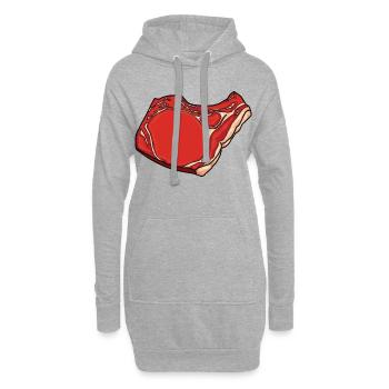 Dessin de steak - Sweat-shirt à capuche long Femme - gris chiné - Devant