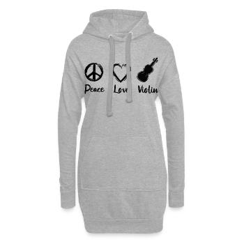 Paix Amour Violon - Sweat-shirt à capuche long Femme - gris chiné - Devant