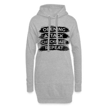 Eröffnungszug Schachmatt Wiederholung - Hoodie-Kleid - Grau meliert - Vorne