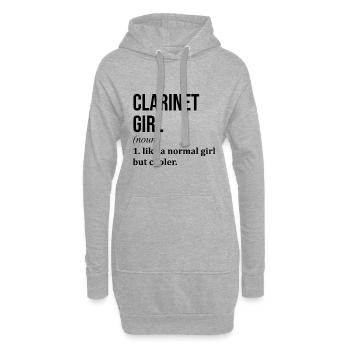 Clarinette fille citation drôle - Sweat-shirt à capuche long Femme - gris chiné - Devant