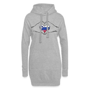 Slowenien Flagge Herzform used - Hoodie-Kleid - Grau meliert - Vorne