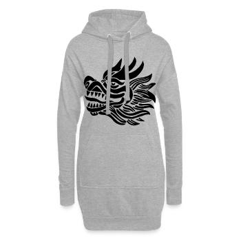 Tête de dragon chinois (noir) - Sweat-shirt à capuche long Femme - gris chiné - Devant