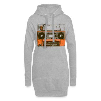 Retro Kassette T-Shirt Ghettoblaster Musik 80er - Hoodie-Kleid - Grau meliert - Vorne