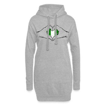 Drapeau du Nigeria en forme de coeur utilisé - Sweat-shirt à capuche long Femme - gris chiné - Devant