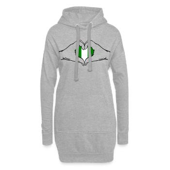 Drapeau du Nigeria en forme de coeur - Sweat-shirt à capuche long Femme - gris chiné - Devant