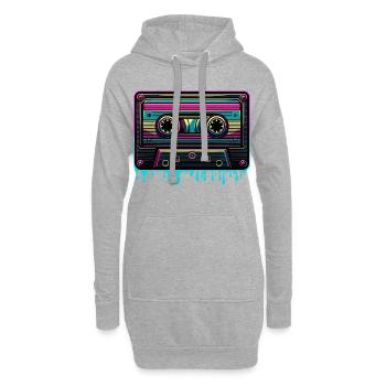 Retro Neon Musik-Kassette Vintage Sound - Hoodie-Kleid - Grau meliert - Vorne