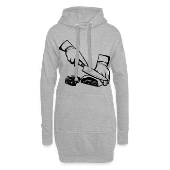Découpe de la viande - Sweat-shirt à capuche long Femme - gris chiné - Devant