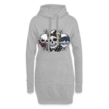 Kopfskelett Trio Würfel Bandana - Hoodie-Kleid - Grau meliert - Vorne