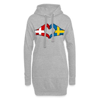 Danemark Suède forme de coeur avec les mains - Sweat-shirt à capuche long Femme - gris chiné - Devant