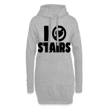 Ich hasse Treppen. Ich hasse Treppen. Humor im Rollstuhl * - Hoodie-Kleid - Grau meliert - Vorne