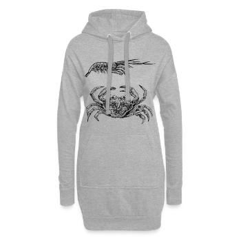 Krabbe & Shrimps - Schalentierpower - Hoodie-Kleid - Grau meliert - Vorne