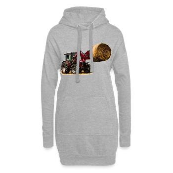 Tracteur 4700 m avec bottes de paille - Sweat-shirt à capuche long Femme - gris chiné - Devant