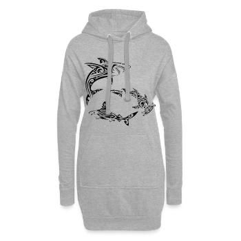Requins polynésiens noirs - Sweat-shirt à capuche long Femme - gris chiné - Devant