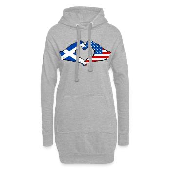 Schottland USA Flagge Hände Herzform - Hoodie-Kleid - Grau meliert - Vorne