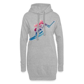 Skieurs vintage - Sweat-shirt à capuche long Femme - gris chiné - Devant