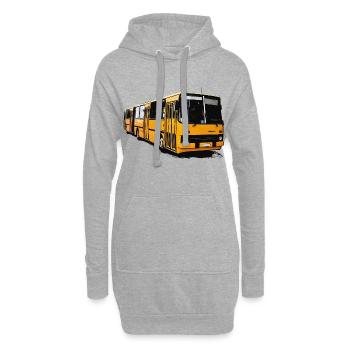Bus Ikarus Z80 jaune - Sweat-shirt à capuche long Femme - gris chiné - Devant
