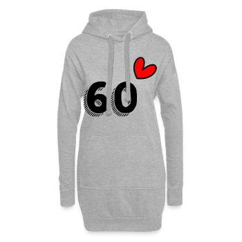 60. 60 ANS. 60e ANNIVERSAIRE. ANNIVERSAIRE 60 ANS. - Sweat-shirt à capuche long Femme - gris chiné - Devant