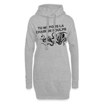 Tu me fous la chair de poulpe - Sweat-shirt à capuche long Femme - gris chiné - Devant
