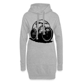 Dessin VTT - Sweat-shirt à capuche long Femme - gris chiné - Devant