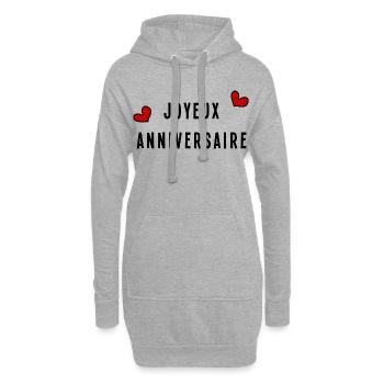 JOYEUX ANNIVERSAIRE - Sweat-shirt à capuche long Femme - gris chiné - Devant