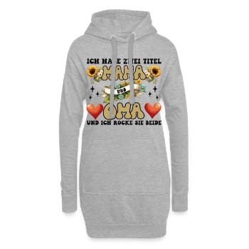 Mama und Oma Blumenherz - Hoodie-Kleid - Grau meliert - Vorne