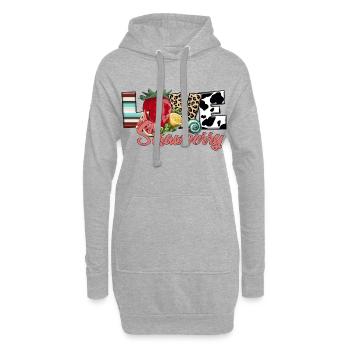 Amour Fraise Fraise Amour Fruit - Sweat-shirt à capuche long Femme - gris chiné - Devant