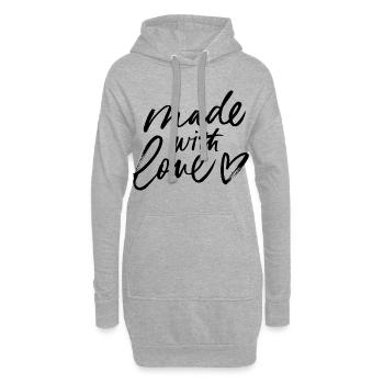 Abstraktes Grafikdesign in Schwarz-Weiß - Hoodie-Kleid - Grau meliert - Vorne