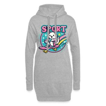 Katzensport: Skateboard-Petdesign Sport Cat  - Hoodie-Kleid - Grau meliert - Vorne