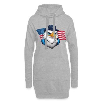 USA Eagle avec casquette d’aviateur - Sweat-shirt à capuche long Femme - gris chiné - Devant