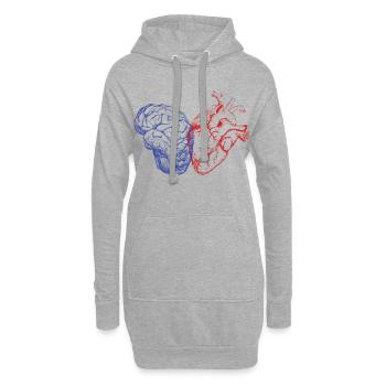 Hirn und Herz - Hoodie-Kleid - Grau meliert - Vorne