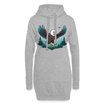 Adler fliegt über Wald - Hoodie-Kleid - Grau meliert - Vorne