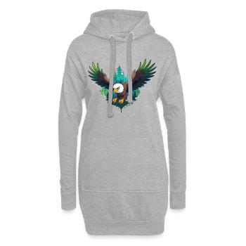 Adler jagt im Wald - Hoodie-Kleid - Grau meliert - Vorne