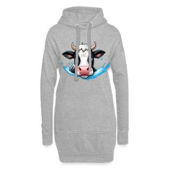 Douce éclaboussure de vache - Sweat-shirt à capuche long Femme - gris chiné - Devant