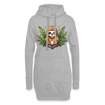 Paresseux entre les feuilles vertes - Sweat-shirt à capuche long Femme - gris chiné - Devant
