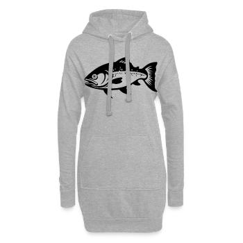 Croquis de poisson - Sweat-shirt à capuche long Femme - gris chiné - Devant